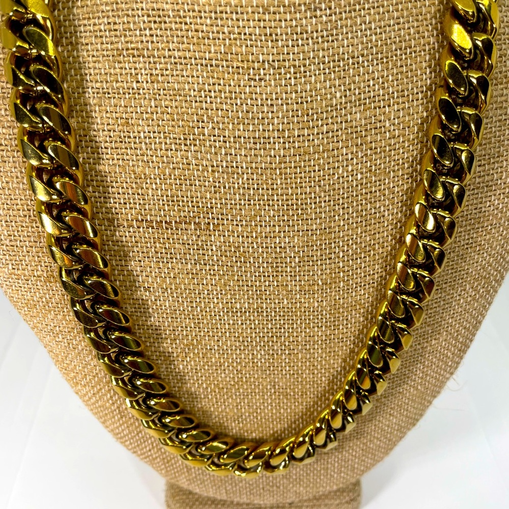 14K Marked Yellow Gold Cuban Chain Link Necklace Vintage 232 Grams 23”